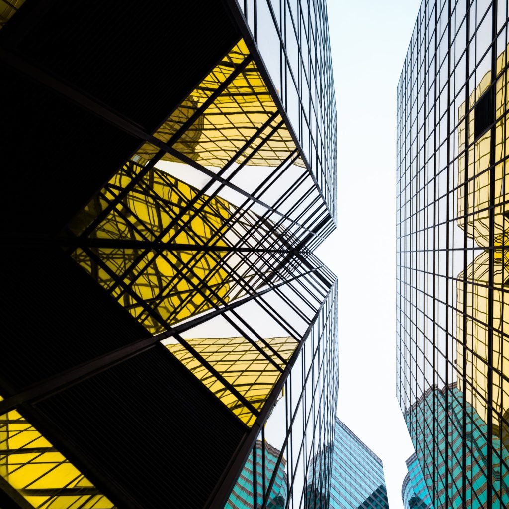 low angle view skyscrapers